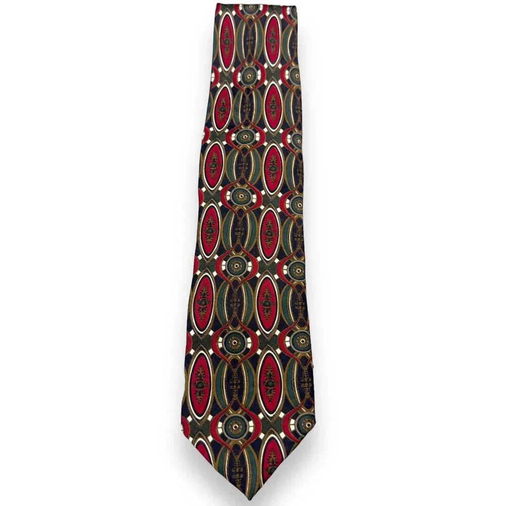 Tutto Matto Mens‎ Silk Dress Tie Made in Italy Oval Geometric Pattern 56 3.75